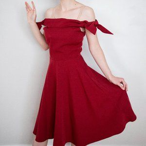 Red off the shoulder bow dress